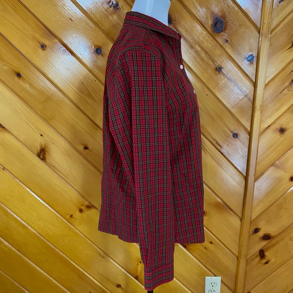 L.L. Bean Womens Red Plaid Wrinkle Resistant Button Down Shirt Size M - Picture 4 of 6